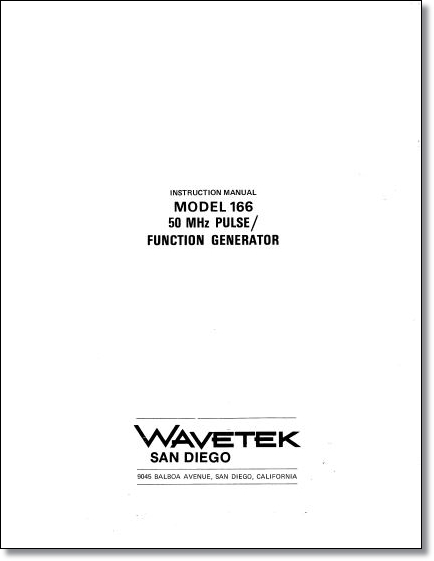 Wavetek 156 Pulse / Waveform Generator Operator's Manual Wavetek 156 Pulse / Waveform Generator Operator's Manual
